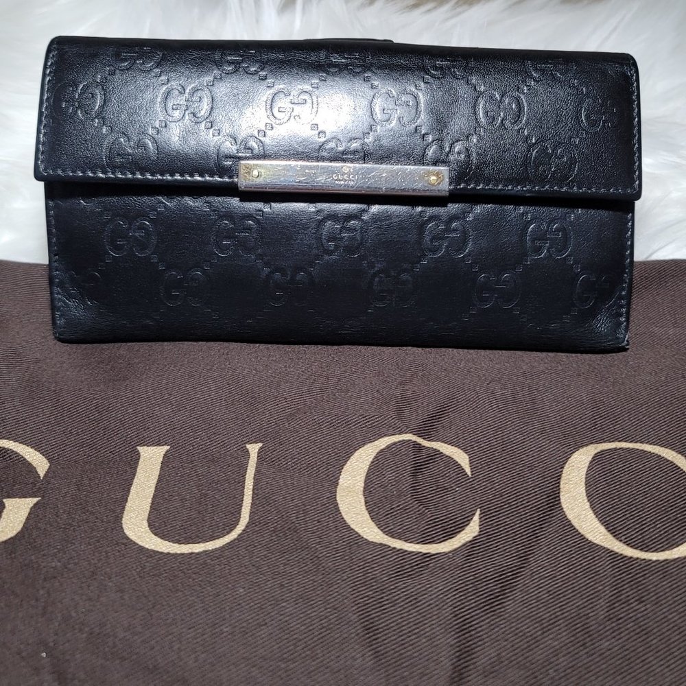 Authentic Gucci GG Monogram Leather Continental Wallet